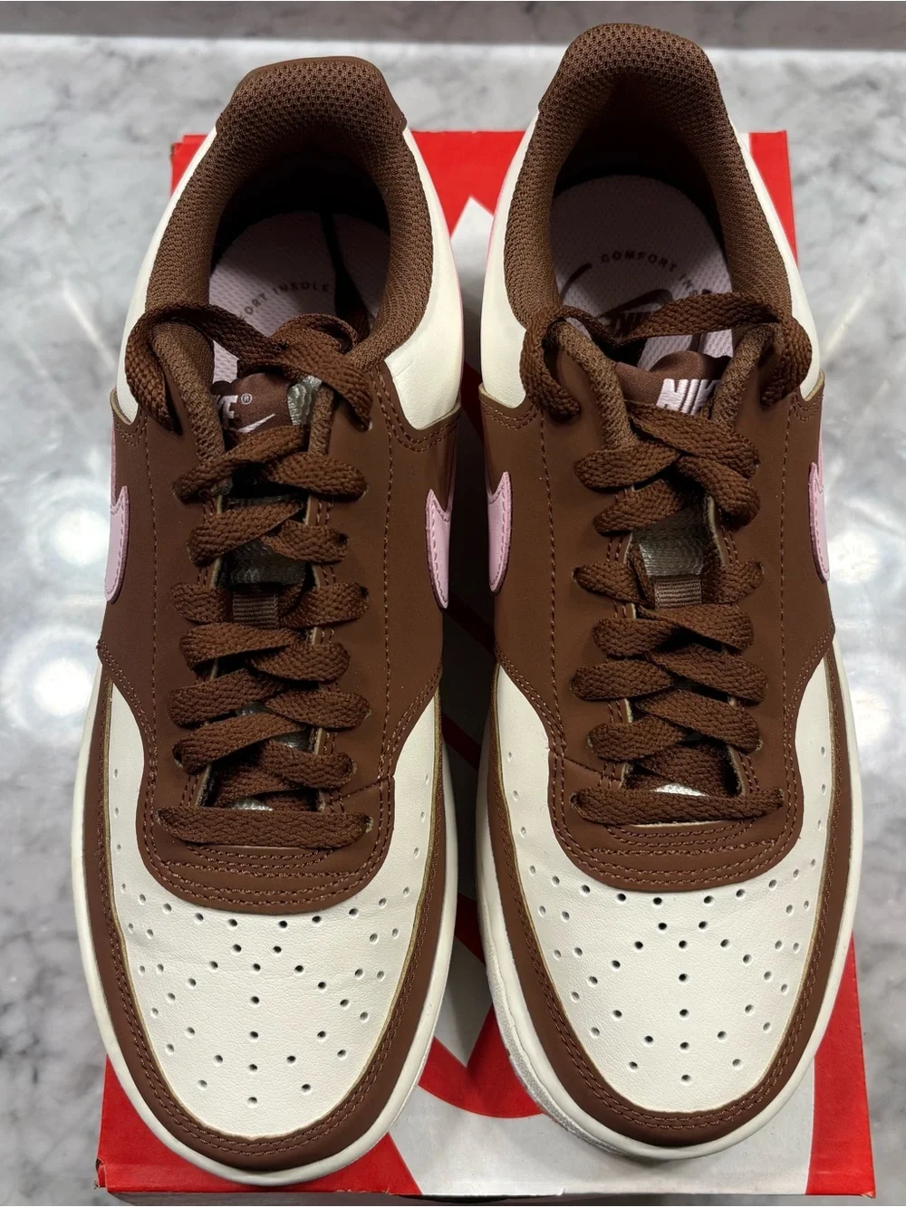 Nike Court Vision Low Neapolitan Brown Cream Pink Wonen’s Sneaker 6/6.5/9.5/10